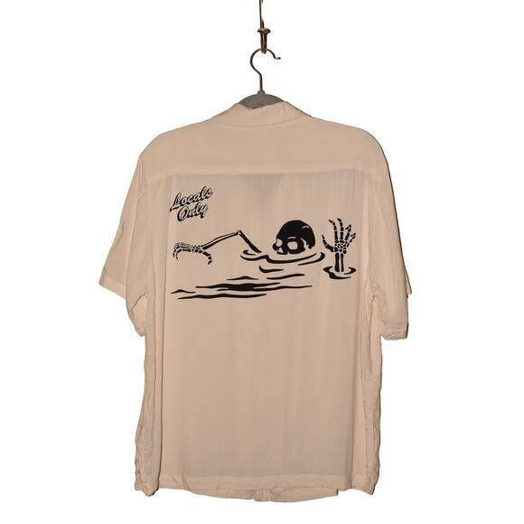 PLAYBOY BY PACSUN $50 Locals Only Relaxed Fit Camp Shirt Off-White‎ Men's Medium - Picture 2 of 5